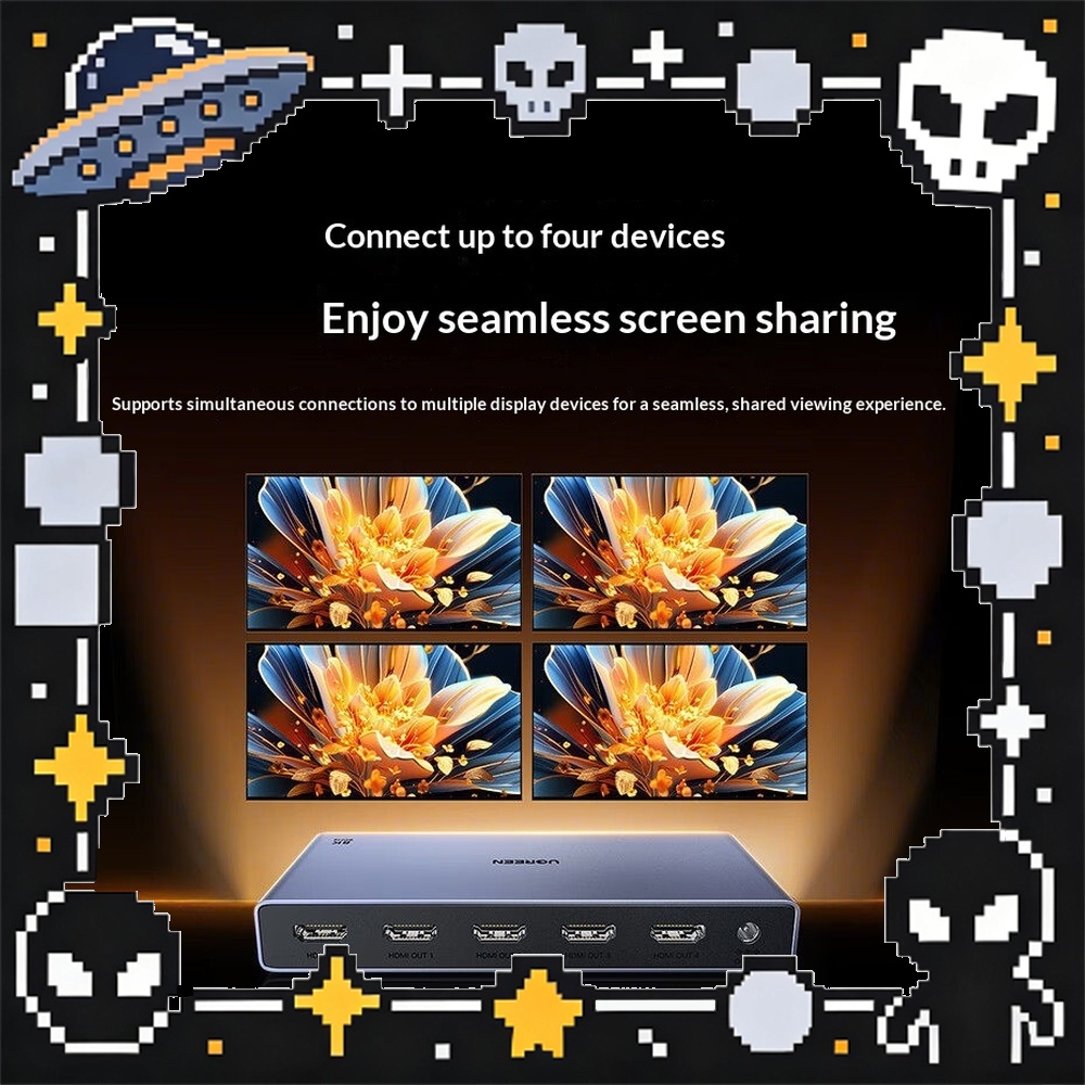 Hdmi Splitter 1 In 4 Out 4K 60Hz - UGREEN CM713-25858 HDMI 2.1 분배기, 1개