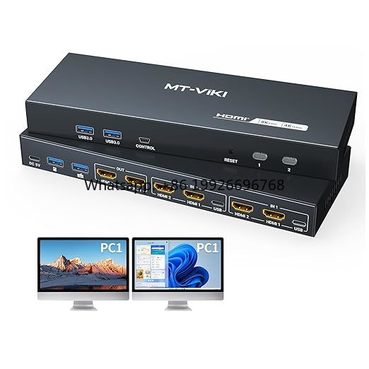 Hdmi Kvm Switch 4 Port Dual Monitor - 8K 60Hz HDMI KVM 스위치 2개