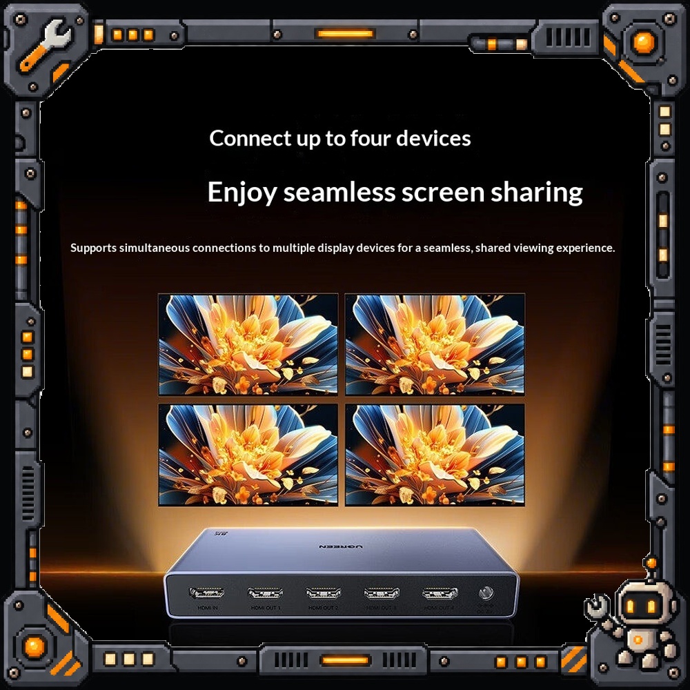 Hdmi Splitter 1 In 4 Out 4K 60Hz - UGREEN CM713-25858 HDMI 2.1 분배기, 1개