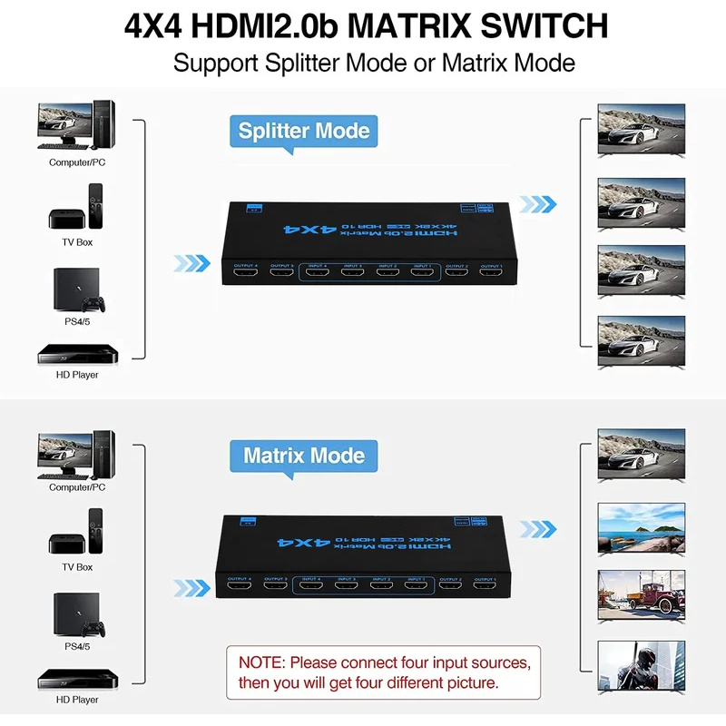 4K 60Hz HDMI 매트릭스 스위치 4입력 4출력  - Hdmi Splitter 1 In 4 Out 4K 60Hz 리뷰 및 가격