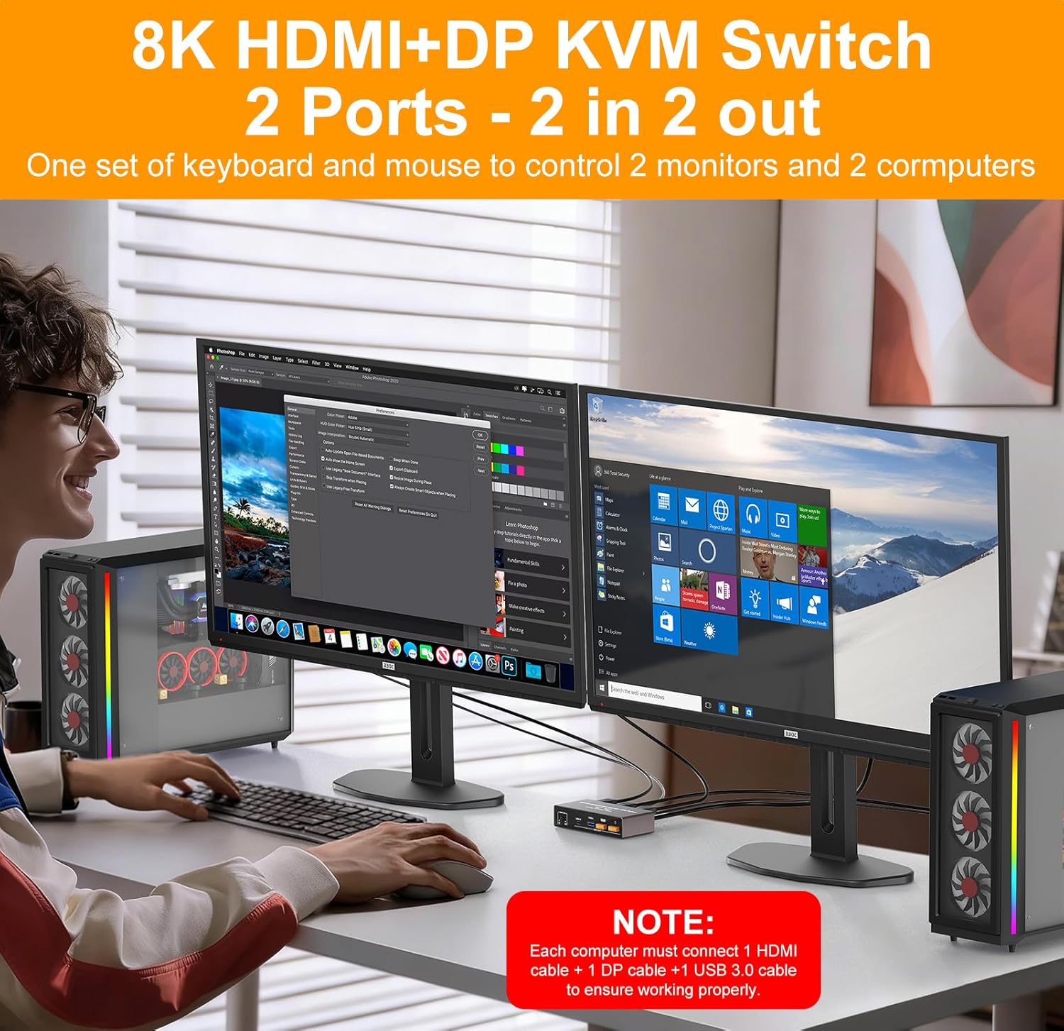 8K 디스플레이포트 HDMI KVM 스위치, 2개 모니 - Hdmi Kvm Switch 4 Port Dual Monitor 리뷰 및 가격