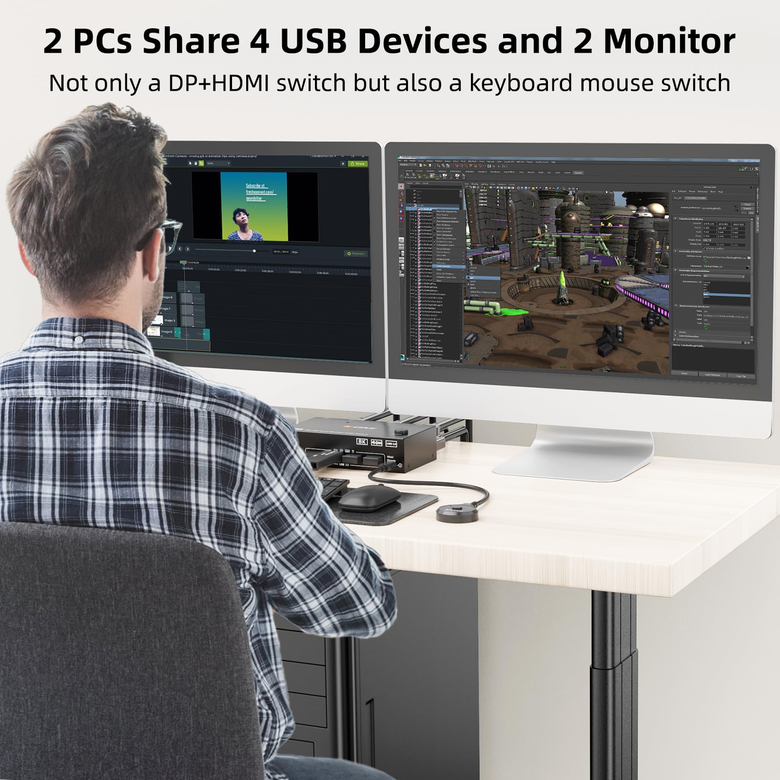 8K KVM 스위치 2 PC 2 모니터, KCEVE 디 - Hdmi Kvm Switch 4 Port Dual Monitor 리뷰 및 가격