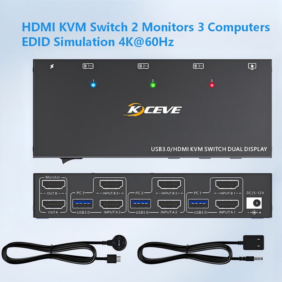 KCEVE KVM 스위치 2 모니터 3 컴퓨터 4K@1 - Hdmi Kvm Switch 4 Port Dual Monitor 리뷰 및 가격