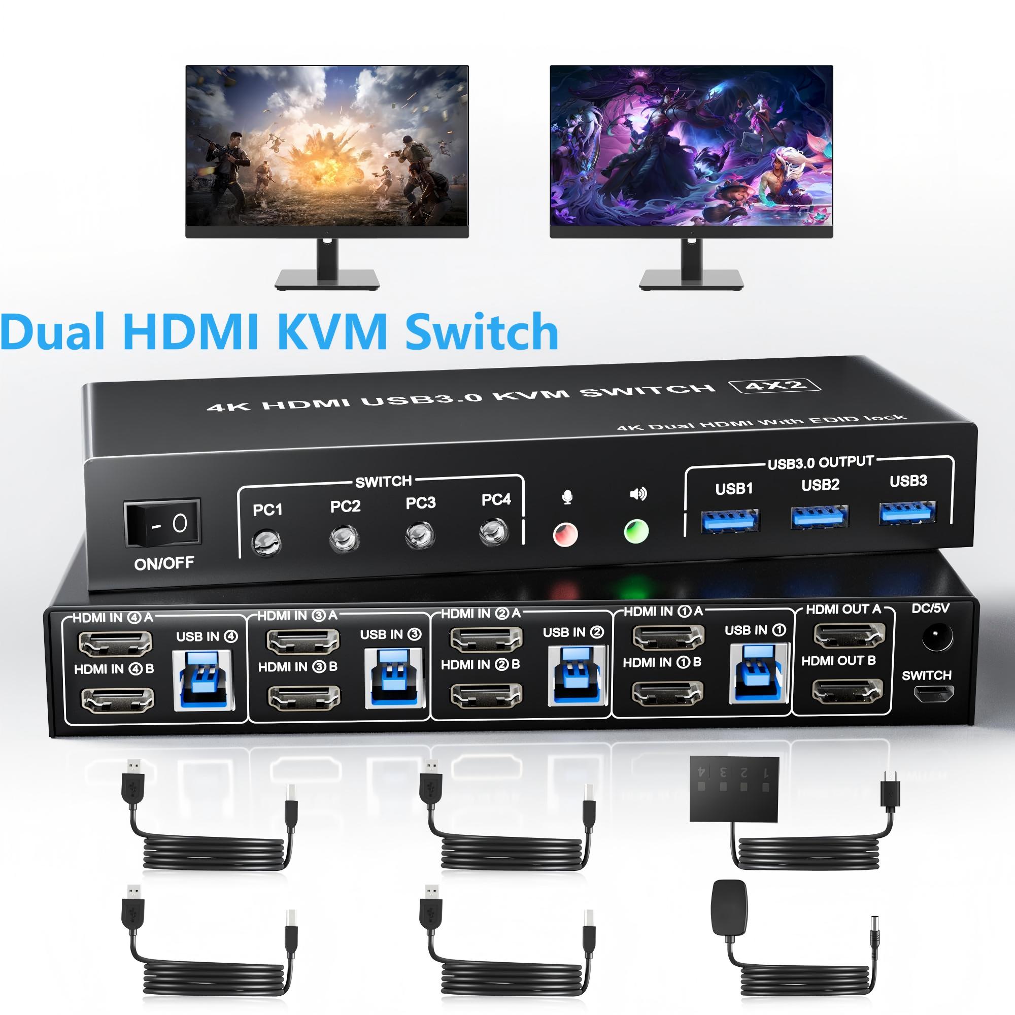 USB 3.0 KVM 스위치 4대 컴퓨터 2대 모니터, - Hdmi Kvm Switch 4 Port Dual Monitor 리뷰 및 가격