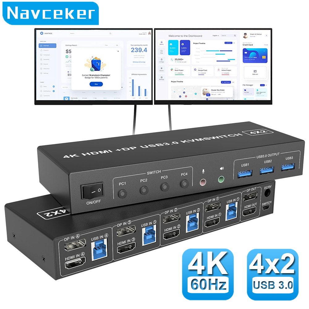 HDMI KVM USB 3.0 스위치, 4 포트, 듀얼 - Hdmi Kvm Switch 4 Port Dual Monitor 리뷰 및 가격
