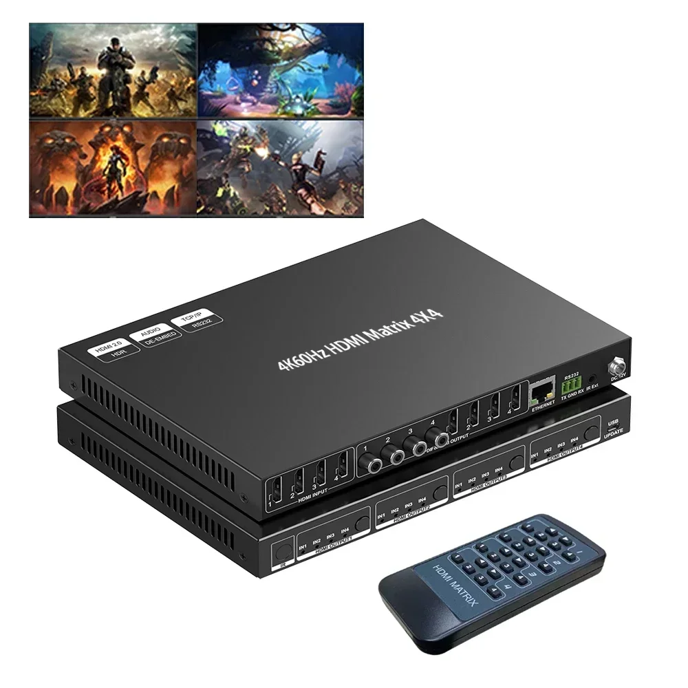 새로운 4x4 HDMI 매트릭스 비디오 분배기 및 매트 - Hdmi Matrix Switch 4X4 4K 60Hz 리뷰 및 가격