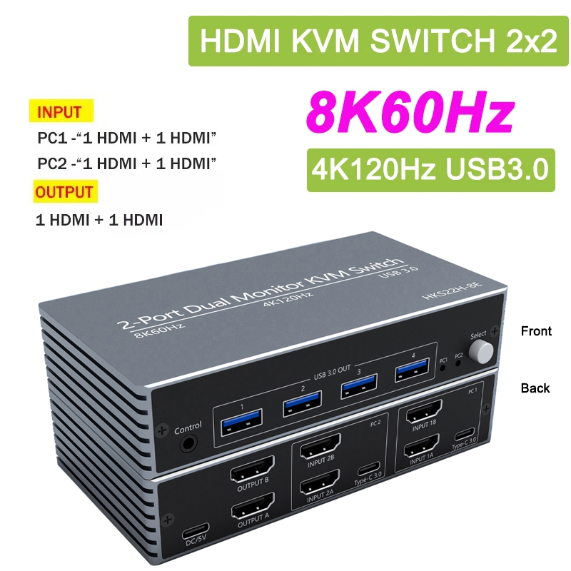 8K 60Hz 2X2 KVM 스위치 HDMI2.1 4K - Hdmi Kvm Switch 4 Port Dual Monitor 리뷰 및 가격