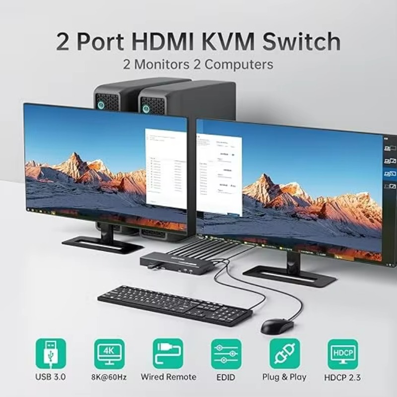 8K 60Hz HDMI KVM 스위치 2개 모니터 2개 - Hdmi Kvm Switch 4 Port Dual Monitor 리뷰 및 가격