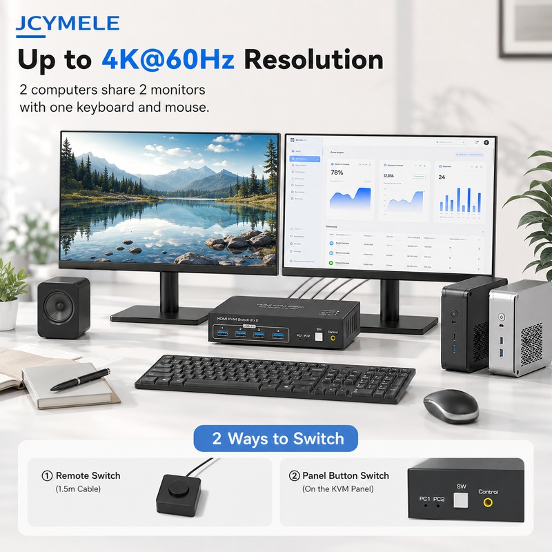 HDMI KVM 스위치 2대 컴퓨터 2대 모니터 4K  - Hdmi Kvm Switch 4 Port Dual Monitor 리뷰 및 가격