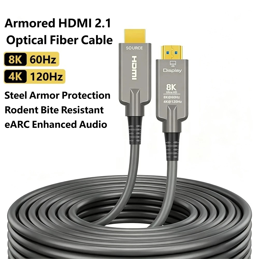 긴 아머드 HDMI 2.1 광케이블 50m 70m 10 - Hdmi Fiber Optic Cable 50M 100M 리뷰 및 가격
