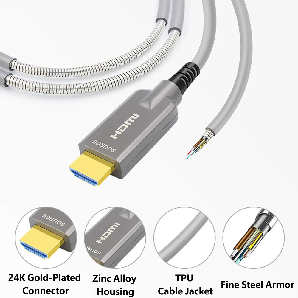 긴 아머드 HDMI 2.1 광케이블 50m 70m 10 - Hdmi Fiber Optic Cable 50M 100M 리뷰 및 가격